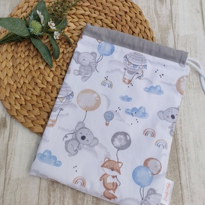 Ovis tisztasági zsák -  Elefánt, róka, koala lufival- szürke, Játék & Sport, Ovis felszerelés, Tisztasági csomag, Varrás, MESKA