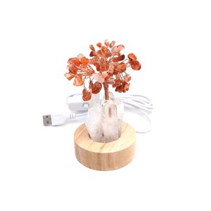 Lámpa fa talpas USB karneol hegyi életfa 6cm, Kellékek & szerszámok, Ásvány alapanyag, Ásvány lámpa, , MESKA