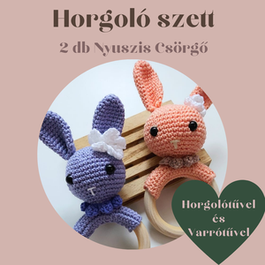 Horgoló szett - Horgolótűvel - DIY - Csináld magad - Nyuszis Csörgő - Meska.hu