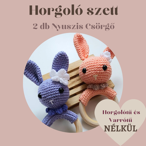 Horgoló szett - Horgolótű NÉLKÜL - DIY - Csináld magad - Nyuszis Csörgő - diy (csináld magad) - egységcsomag - Meska.hu