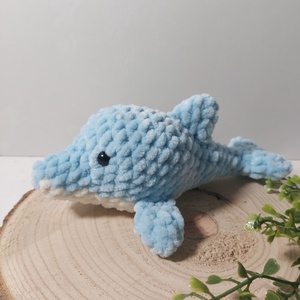 Horgolt plüss Delfin- Világos kék - Amigurumi - Meska.hu