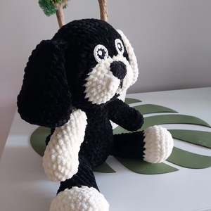 Horgolt Fekete - Fehér Kutya Amigurumi - játék & sport - plüssállat & játékfigura - kutya - Meska.hu