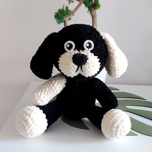 Horgolt Fekete - Fehér Kutya Amigurumi - játék & sport - plüssállat & játékfigura - kutya - Meska.hu