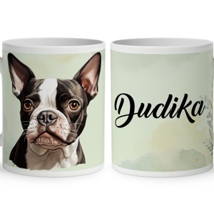 Névvel kérhető - Boston terrier portré mintás bögre, Otthon & Életmód, Konyhafelszerelés, tálalás, Tálalás, Bögre & Csésze, , MESKA