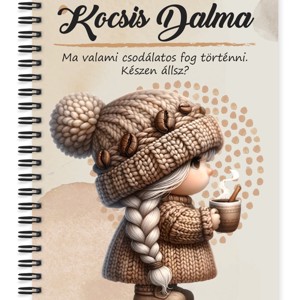 Személyre szabható - Tündéri kávés manó lány mintás A6-os füzet, Otthon & Életmód, Papír, írószer, Jegyzetfüzet & Napló, , MESKA