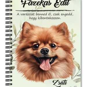 Személyre szabható - Barna pomerániai törpespicc portré mintás A5-ös füzet, Otthon & Életmód, Papír, írószer, Jegyzetfüzet & Napló, , MESKA