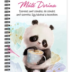 Személyre szabható - Kávés Panda mintás A6-os füzet, Otthon & Életmód, Papír, írószer, Jegyzetfüzet & Napló, , MESKA