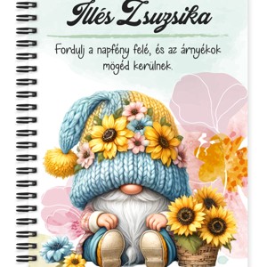 Személyre szabható - Napraforgós manó kosárral mintás A5-ös füzet, Otthon & Életmód, Papír, írószer, Jegyzetfüzet & Napló, , MESKA