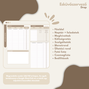 Esküvőszervező Drap - Google Sheets - Meska.hu