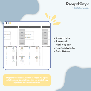 Receptkönyv + heti tervező - Google Sheets - Meska.hu