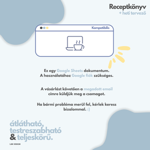 Receptkönyv + heti tervező - Google Sheets - művészet - grafika & illusztráció - digitális - Meska.hu