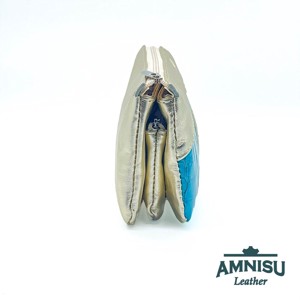 Arany - türkizkék lakk krokkómintás egyenes kristály köves női pénztárca G2006 -  - Meska.hu