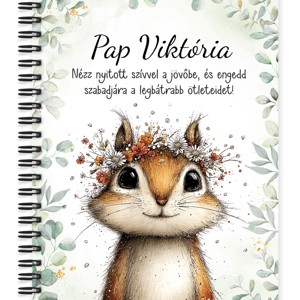 Személyre szabható - Az erdő kis akrobatája, a mókus mintás A5-ös füzet, Otthon & Életmód, Papír, írószer, Jegyzetfüzet & Napló, , MESKA