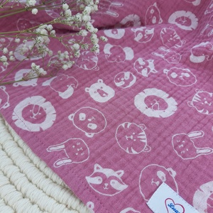 Duplagéz babatakaró, pink állatok - otthon & életmód - babaszoba, gyerekszoba - babatakaró, gyerek pléd - Meska.hu