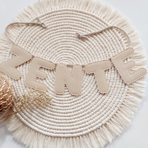 Bézs színű névfüzér girland gyerekeknek, gyerekszoba dekoráció LuannaBaby - Meska.hu