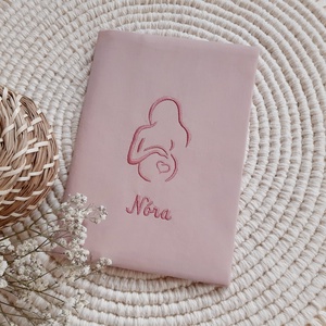 Várandós kiskönyv borító, mályva színű hímzéssel, LuannaBaby - otthon & életmód - papír, írószer - könyv- és füzetborító - Meska.hu