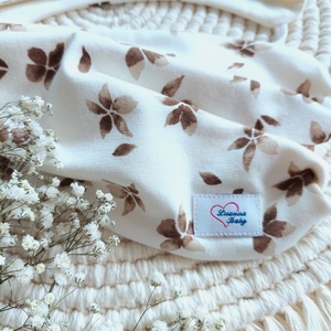 Kötős gyerek sapka csősál szett, barna virágok, LuannaBaby  - ruha & divat - sál, sapka, kendő - sapka & sál szett - Meska.hu