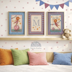 ,,Oroszlánok és csillagok személyre szóló 3 db-os illusztrációs kollekció, babaköszöntő, keresztelő ajándék - Meska.hu