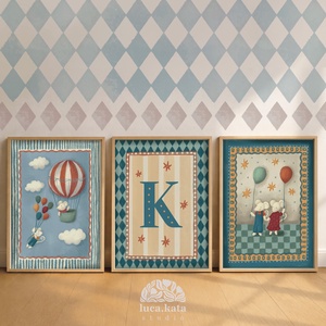 ,,Léggömbök személyre szóló 3 db-os illusztrációs kollekció, babaköszöntő, keresztelő ajándék - Meska.hu