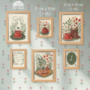 ,,Teadélután személyre szóló 6 db-os illusztrációs kollekció( VILÁGOS háttérrel), babaköszöntő, keresztelő ajándék - Meska.hu