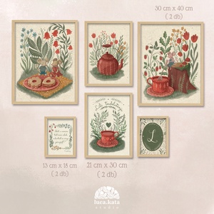 ,,Teadélután személyre szóló 6 db-os illusztrációs kollekció( VILÁGOS háttérrel), babaköszöntő, keresztelő ajándék - baba - mama - babaszoba dekoráció - babaszoba kép - Meska.hu