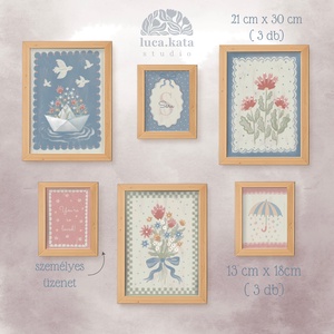 ,,Álmok és szirmok személyre szóló 6 db-os illusztrációs kollekció, babaköszöntő, keresztelő ajándék - Meska.hu