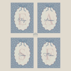 ,,Álmok és szirmok személyre szóló 6 db-os illusztrációs kollekció, babaköszöntő, keresztelő ajándék - baba - mama - babaszoba dekoráció - babaszoba kép - Meska.hu