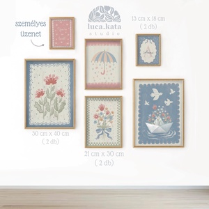 ,,Álmok és szirmok személyre szóló 6 db-os illusztrációs kollekció, babaköszöntő, keresztelő ajándék - baba - mama - babaszoba dekoráció - babaszoba kép - Meska.hu