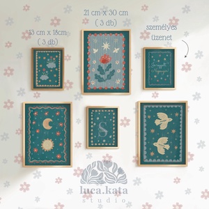 ,,Varázslatos égbolt személyre szóló 6 db-os illusztrációs kollekció, babaköszöntő, keresztelő ajándék - Meska.hu