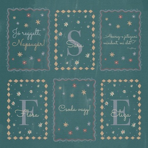 ,,Varázslatos égbolt személyre szóló 6 db-os illusztrációs kollekció, babaköszöntő, keresztelő ajándék - baba - mama - babalátogató ajándékcsomag - Meska.hu