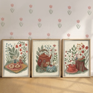 Tea party - 3 db-os illusztrációs kollekció (A5 méretben) - Meska.hu