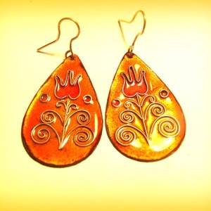 Tulipán tűzzománc fülbevaló -  - Meska.hu