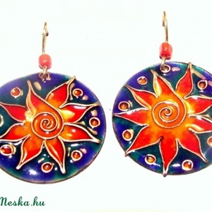 Napvirág tűzzománc fülbevaló -  - Meska.hu