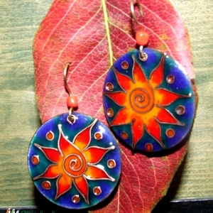 Napvirág tűzzománc fülbevaló -  - Meska.hu