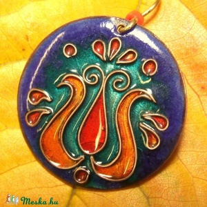 Tulipános tűzzománc fülbevaló - Meska.hu