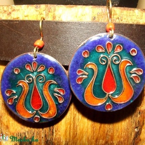 Tulipános tűzzománc fülbevaló -  - Meska.hu