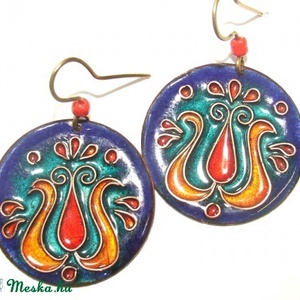 Tulipános tűzzománc fülbevaló -  - Meska.hu