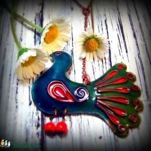 Madárka tűzzománc medál - Meska.hu