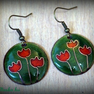 Tulipános rét  tűzzománc fülbevaló - Meska.hu