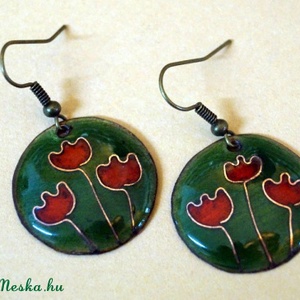 Tulipános rét  tűzzománc fülbevaló -  - Meska.hu