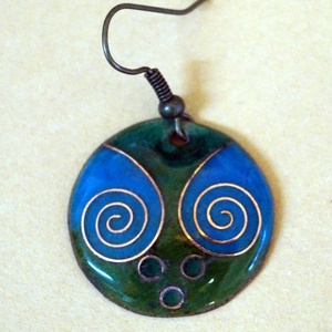 Türkiz-zöld tűzzománc fülbevaló -  - Meska.hu