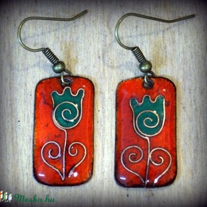 Vidám tulipános tűzzománc fülbevaló - Meska.hu