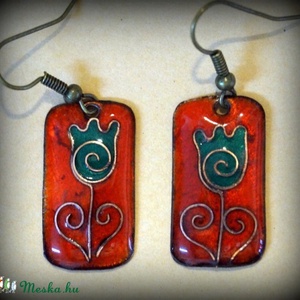 Vidám tulipános tűzzománc fülbevaló -  - Meska.hu