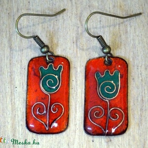 Vidám tulipános tűzzománc fülbevaló -  - Meska.hu