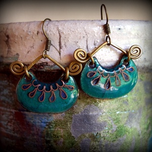 Nyári eső tűzzománc fülbevaló - Meska.hu