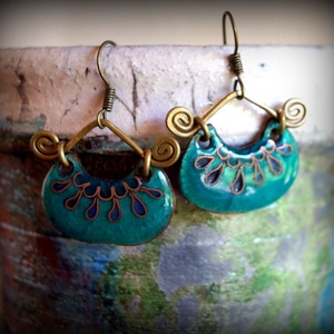 Nyári eső tűzzománc fülbevaló -  - Meska.hu