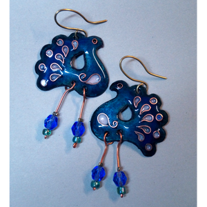 Pávás tűzzománc fülbevaló- türkiz -  - Meska.hu