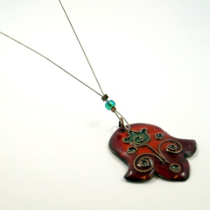 Tulipán - tűzzománc medál (piros-zöld) - Meska.hu