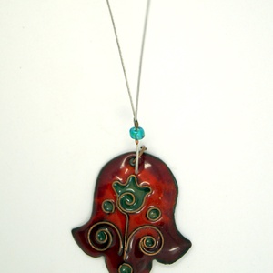 Tulipán - tűzzománc medál (piros-zöld) -  - Meska.hu