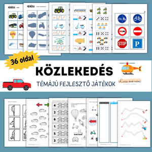 Közlekedéses, járműves fejlesztő játékok, feladatlapok  (30+ oldal nyomtatható PDF) - Meska.hu